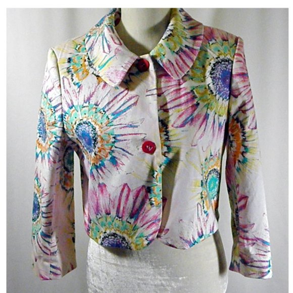 Harvé Bernard Vivacious Spring Blooming Floral Jacket - Picture 2 of 13